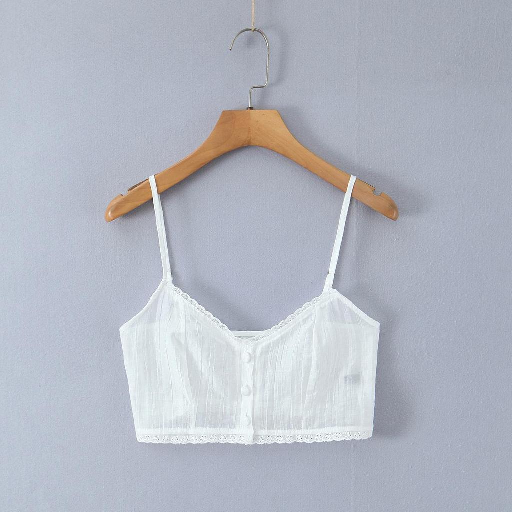 2026 Women's Embroidered Two-Piece Set: Sweet & Spicy Slim Fit Puff Sleeve Lace-Up Shirt + Short Camisole Vest