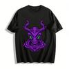 Dark Style Purple Horned Monster Print Casual Short Sleeve T-Shirt Pure Cotton T-shirt