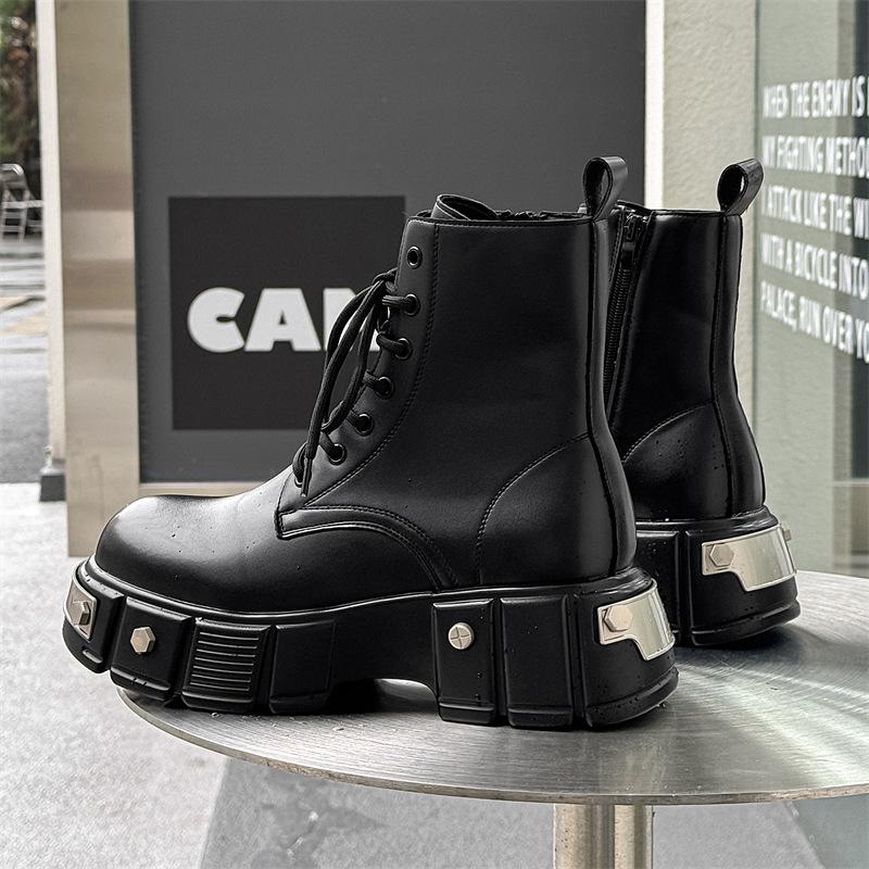 Fashion Shoes Cswo01 Men's Boots British Style Niche Heightening Locomotive Couple High-Top Tooling Genuine Leather Shoes Cm