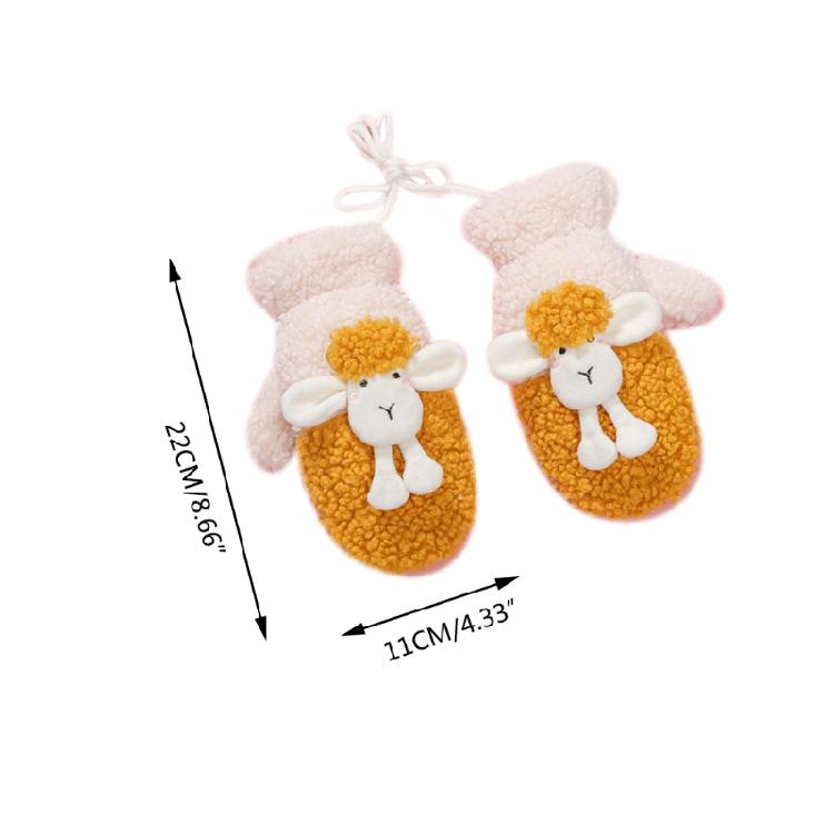 Cartoon Sheep Gloves Cute Lined Plush Animal Mittens Stage Performance Gloves
