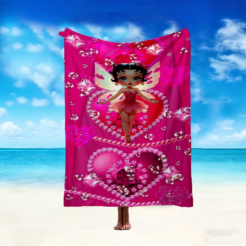 1pc Comfortable Home Print Throw Blanket, Betty Boop Blanket For Bed and Sofa Use, Special Present For Family