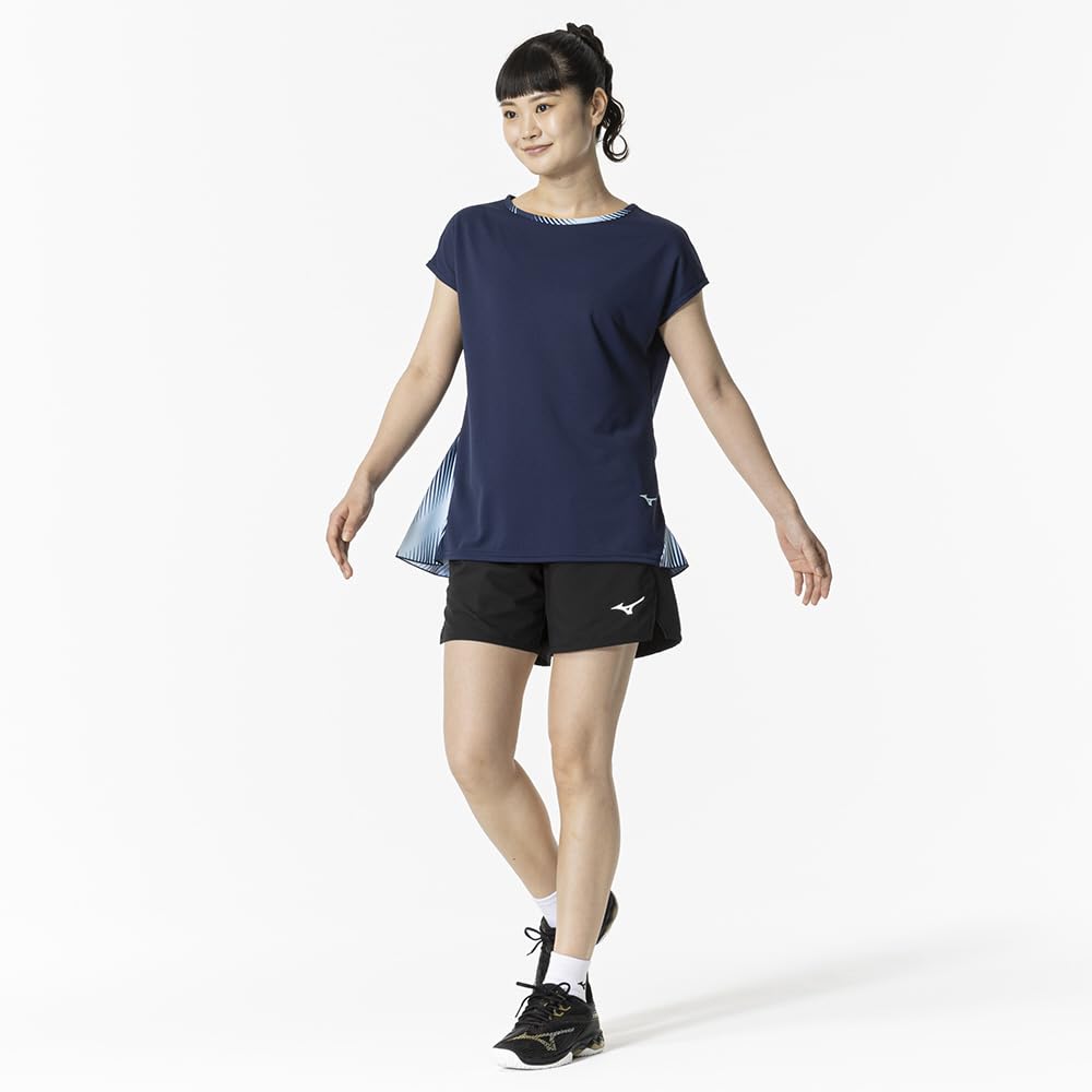 Game Pageant Size Short Dynamotion Officially Approved by the Japan Badminton Association Women's Tennis/Badminton Shirt, Blue, M, 62JAB206, Sleeve,