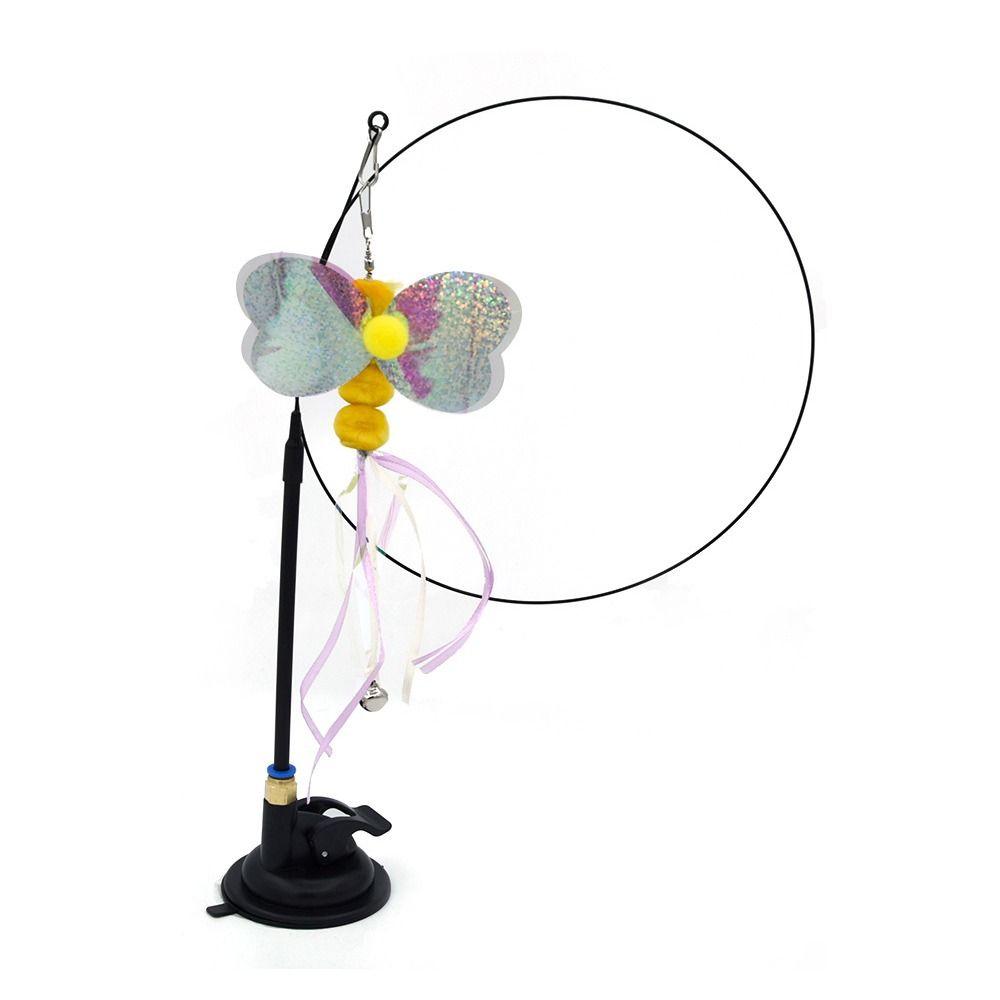 Plastic Sucker Wire Cat Teaser Stick With Suction Cup Cat Playing Teaser Wand Toy  Relieve Boredom