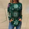 Tee Shirts For Women Casual Round Neck Long Sleeve Shirts Christmas Printing Top Pullover