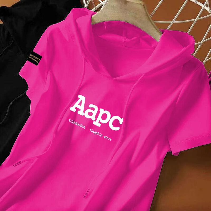 

Women s Ethnic Style 100% Cotton Hooded Sweatshirt, Short Sleeve Summer T-shirt, Casual Loose Fit 2XL (125-140 jin) чёрный