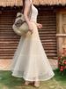 2026 Spring Plus Size Women's Korean Style Patchwork Elastic Waist Skirt