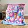 Candyland Ice Cream and Sweets Design Patterned Blanket, Flannel, Suitable for All Seasons, Home Decor, Warm and Cozy