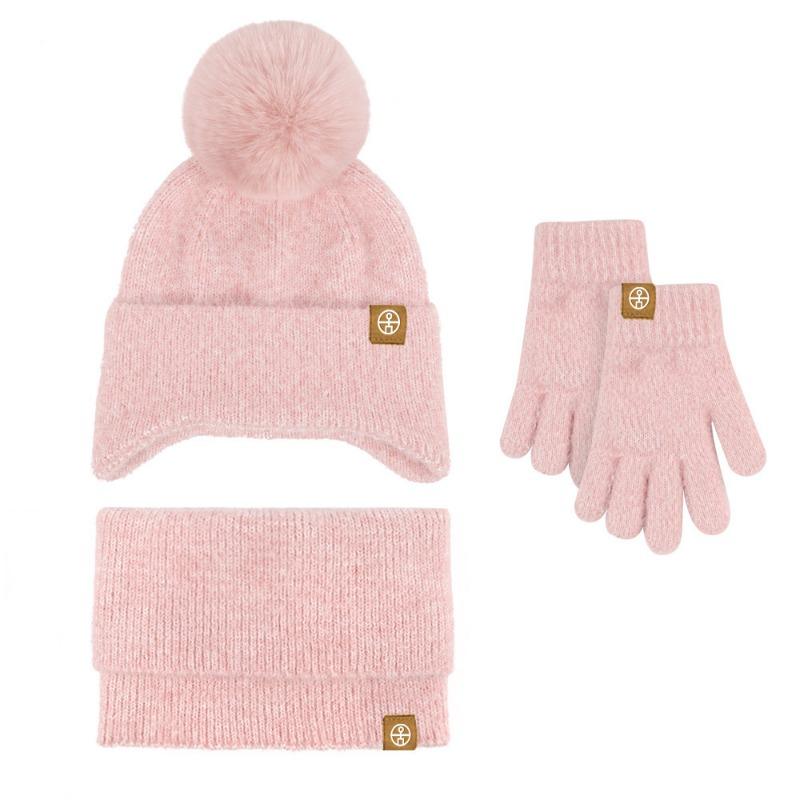 Children's unisex scarf to keep warm Winter infants and toddlers knitted ear protection hat scarf gloves three-piece set