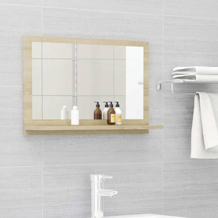 VidaXL Miroir de Salle de Bain, Miroir de Maquillage, Miroir de Courtoisie, Décoration Maison Intérieur, Chêne Sonoma Bois 804565