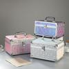 Professional Makeup Case Portable With Mirror LED Lights Travel Alloy Cosmetics Storage Box Beauty Salon Makeup Tools Supplies