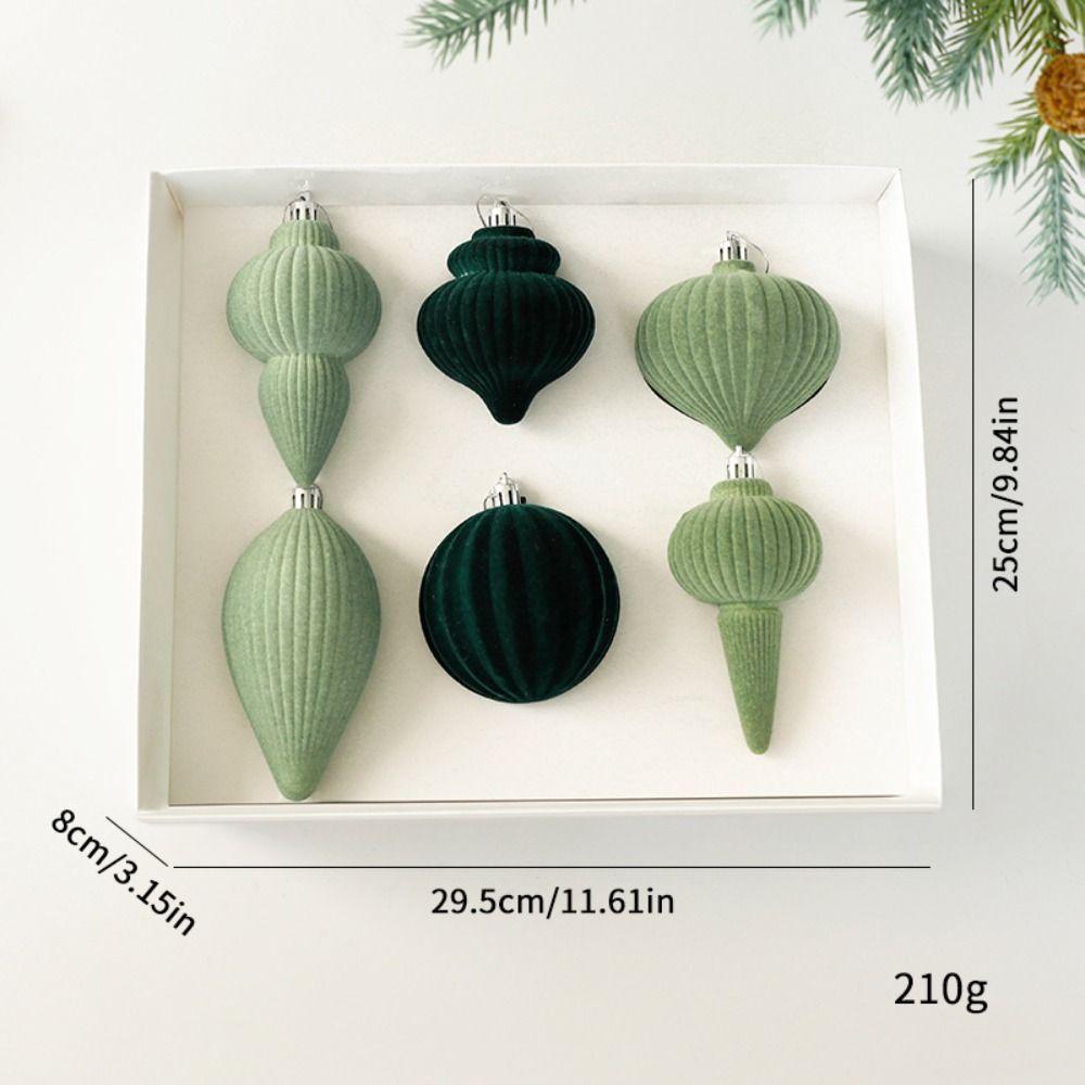 6pcs Special-shaped Velvet Christmas Ball Pendant Shatterproof Reusable Christmas Tree Balls Flocked Solid Color