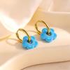 Wind colored flower earrings, copper earrings, niche women's accessories, Hua Lanxin 1073