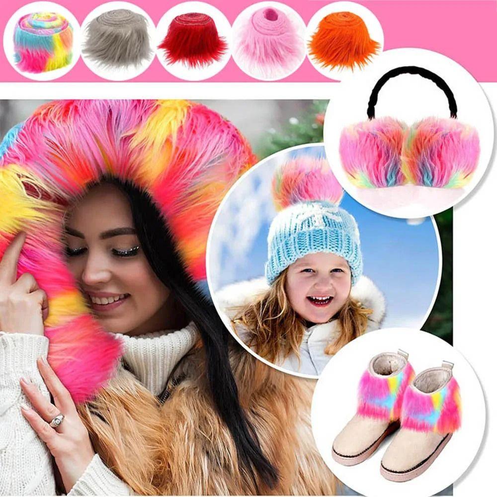 New 1.5M Faux Fur Ribbon DIY Solid Color Fur Stripe Apparel Sewing Fluffy Trim Christmas Decorations