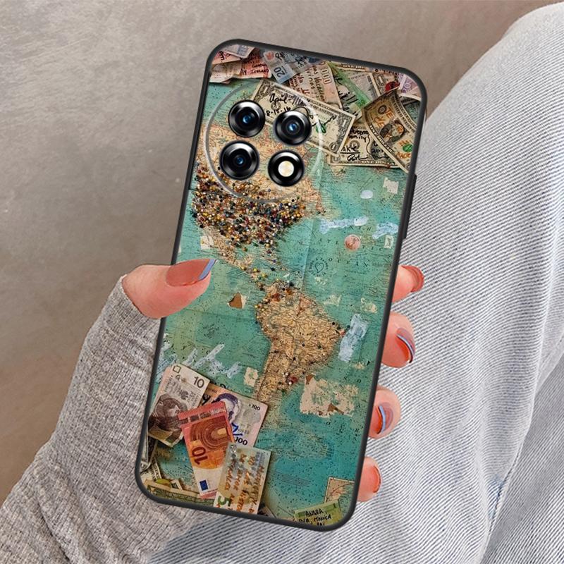 World Map Travel Cover For OnePlus Nord 4 3 CE 2 Lite N20 N10 N30 OnePlus 8T 10T 13 13R 12 12R 11 10 Pro Case