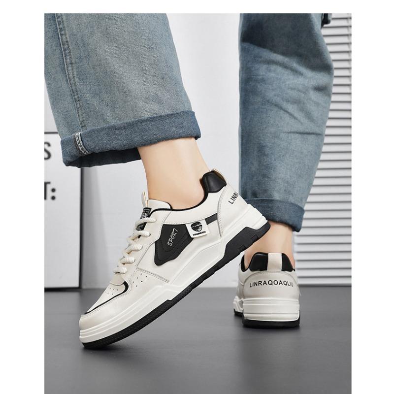 Men's Spring Breathable White Korean Trendy Versatile Sports Casual Board Shoes.