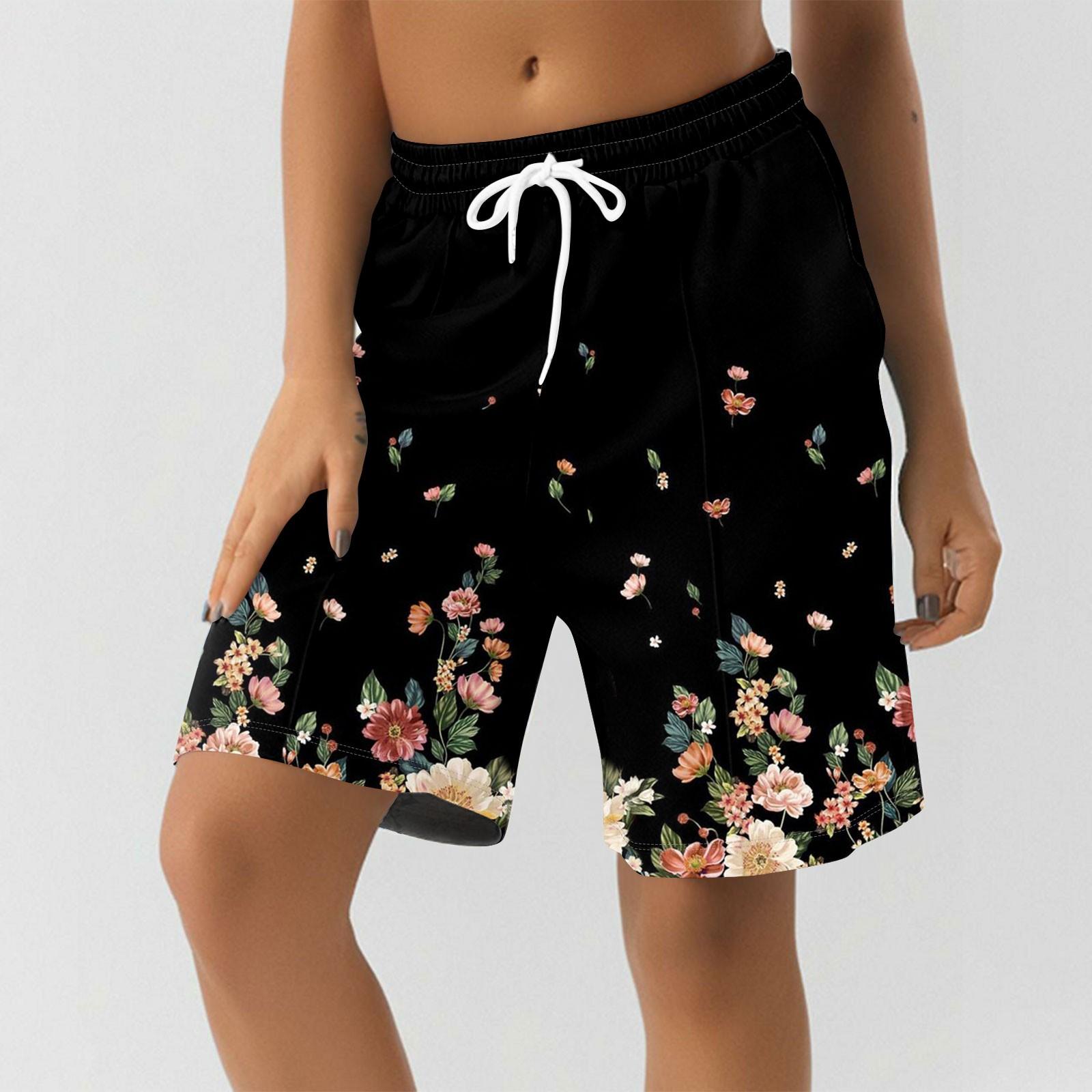 

Шорты для женщин с принтом, мягкие шорты для йоги и бега с карманами XXL чёрный