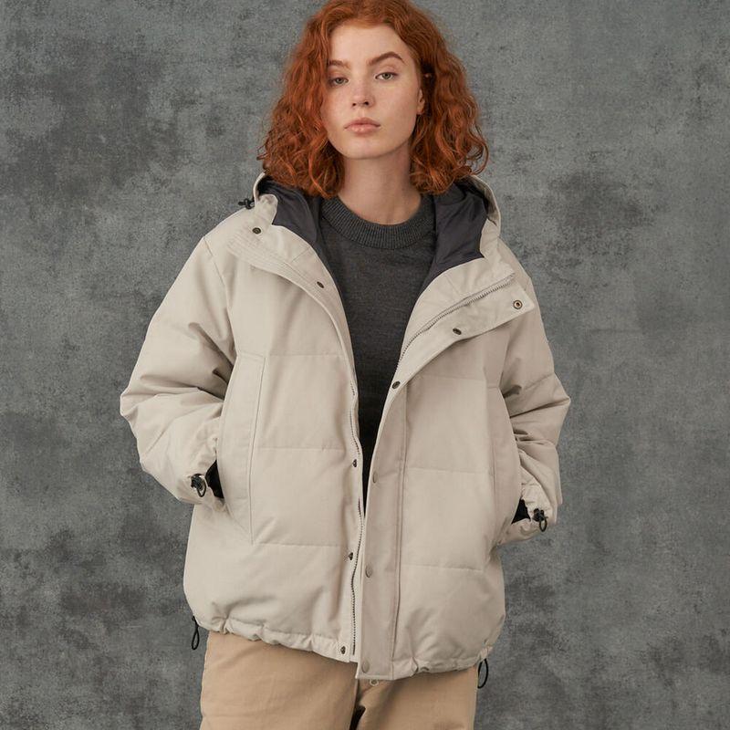 

Daily Order 2025 Winter New Loose Hooded Easiest for Match Casual Thickening Hooded Warm down Jacket Beams Joint Name Retro Gray S
