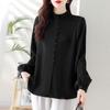 Retro Chinese-Style Casual Shirt, Spring 2025, Plus Size, Women's Slimming Fashion, Loose Fit, Elegant Design Top.