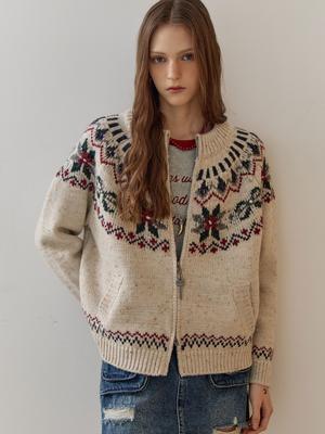 Maxza Nordic Snow Knit Zip-Up Cardigan