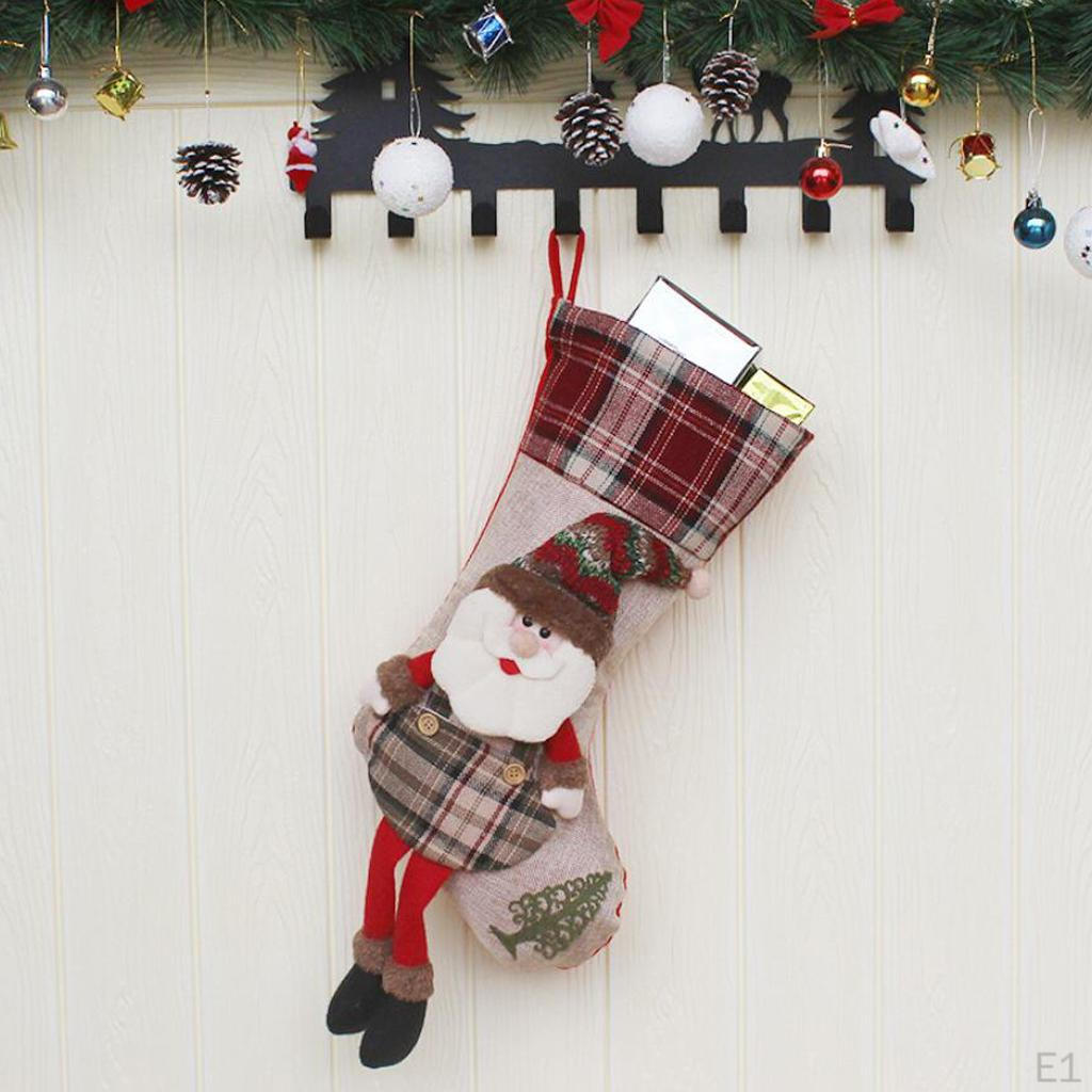 Santa Claus Snowman Elk Bottom Plaid Candy Bag Decoration