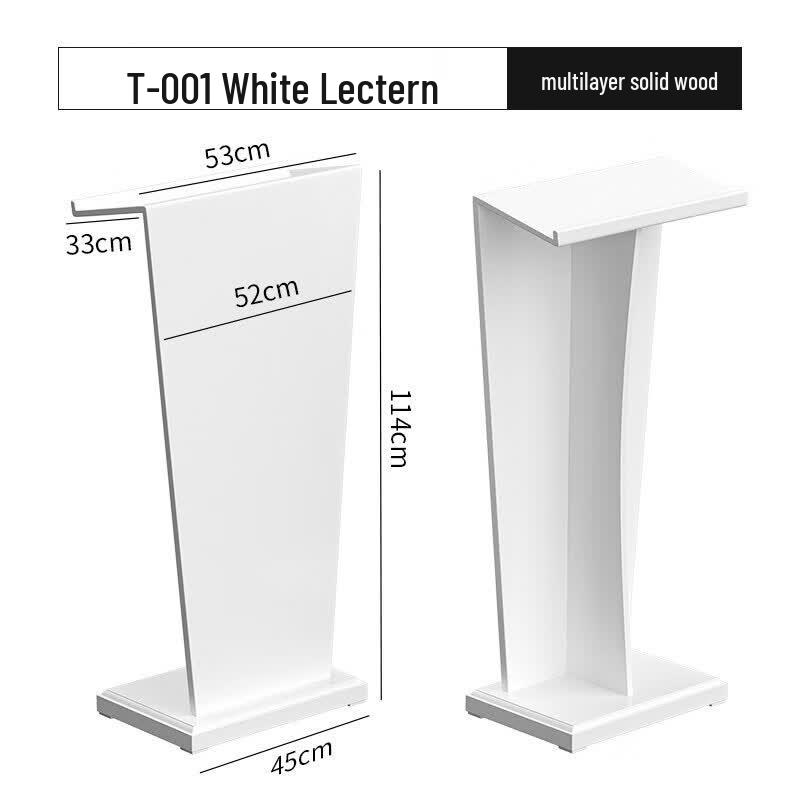 Jun Ding Ying 001 White Solid Wood Lectern Podium