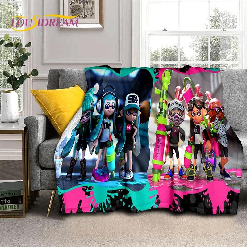 Splatoon3 PC Gamer Cartoon Game Soft Blankets,Keep Warm Throw Blanket Comfortable Blanket for Picnic Beds Sofa Home Bedroom Gift
