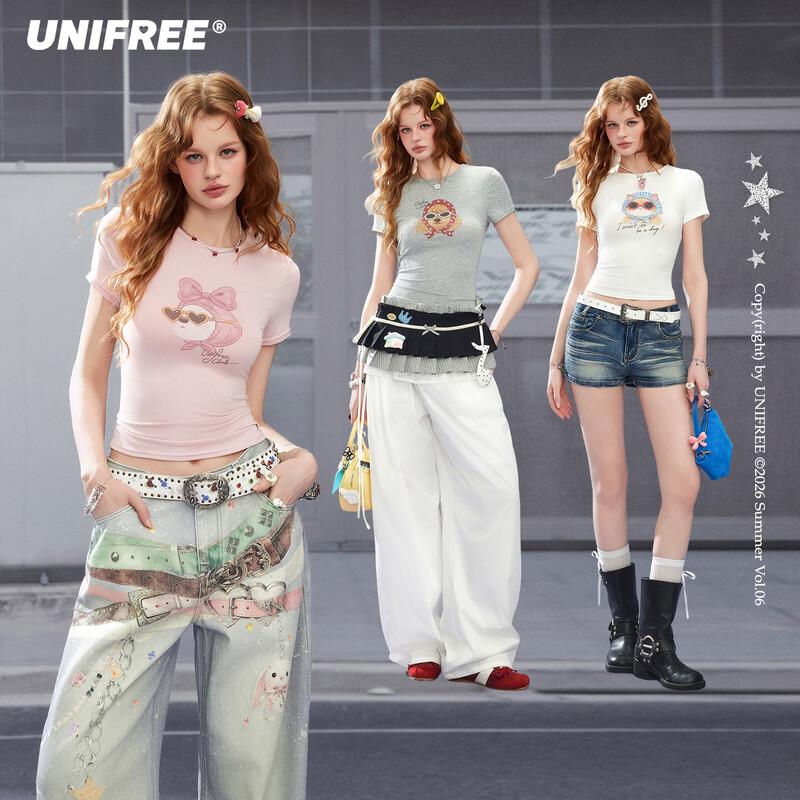 UNIFREE Women s Summer Pet Print T-shirt S
