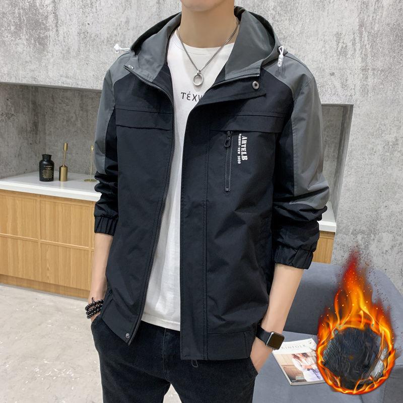 Jacket Men's Spring, Autumn and Winter New Ins Trend Hooded Casual Versatile Loose Jacket Top Clothes