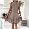 Bohemian Printed V-neck Tie Small Flying Sleeve Dress for Women