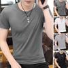 Men Top Breathable Round Neck Quick Dry Mesh Design Short Sleeve All-matched Solid Color Men Summer Top Outing Clothing