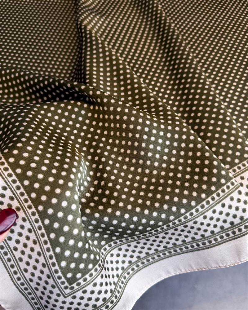 Fashion Polka Dot Printed Silk Like Square Scarf For Women