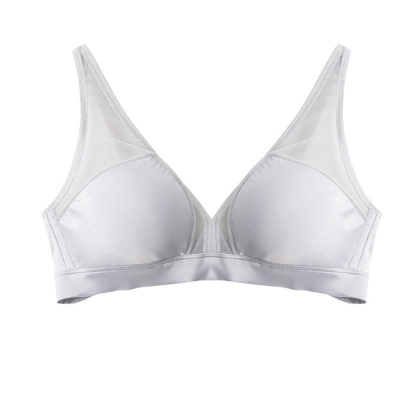 Silk bra without steel rim Thin ultra-thin small chest flat chest French sexy triangle cup mulberry silk underwear women
