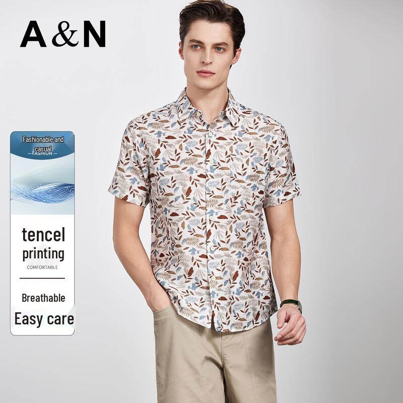Men s Tencel Blend Breathable Printed Resort Shirt 54