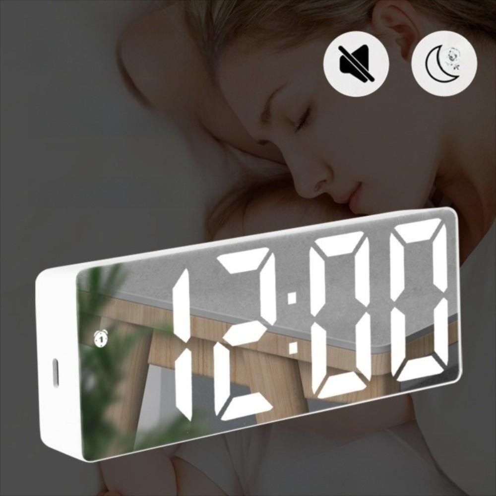 Multi-functional LED Alarm Clock Dual Snooze Voice Control Electronic Clock Large Letter Temperature Display Digital Alarm Clock