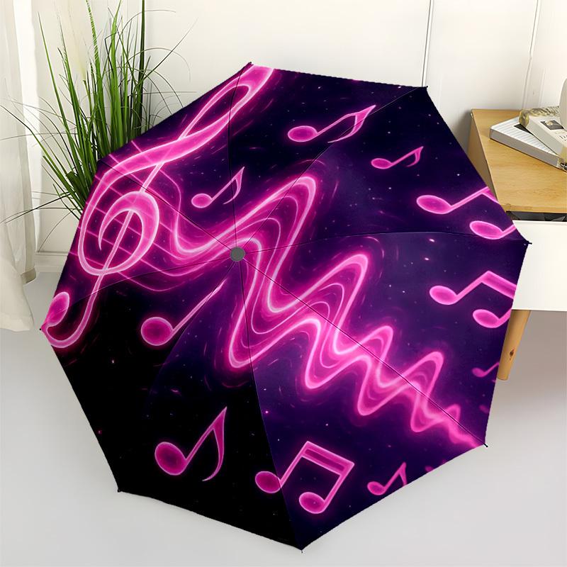 1pc Music Notes Pattern Automatic Folding Umbrella - 8-Rib Durable Iron Frame, Compact Portable for Daily Travel yy251205052