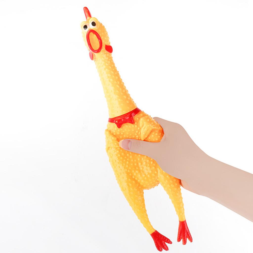 Schreiendes Huhn Hundespielzeug Gelb Stressabbau Lustig Sicherheit Quietschendes Hühnerspielzeug für Erwachsene Kinder M