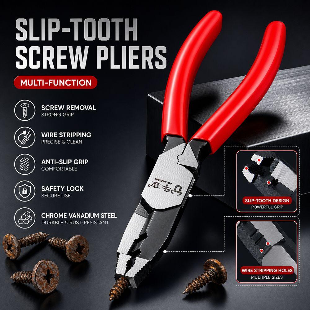 Chrome Vanadium Steel Slip-tooth Screw Pliers Quickly Remove Wire Stripping Pliers  Home Repairs