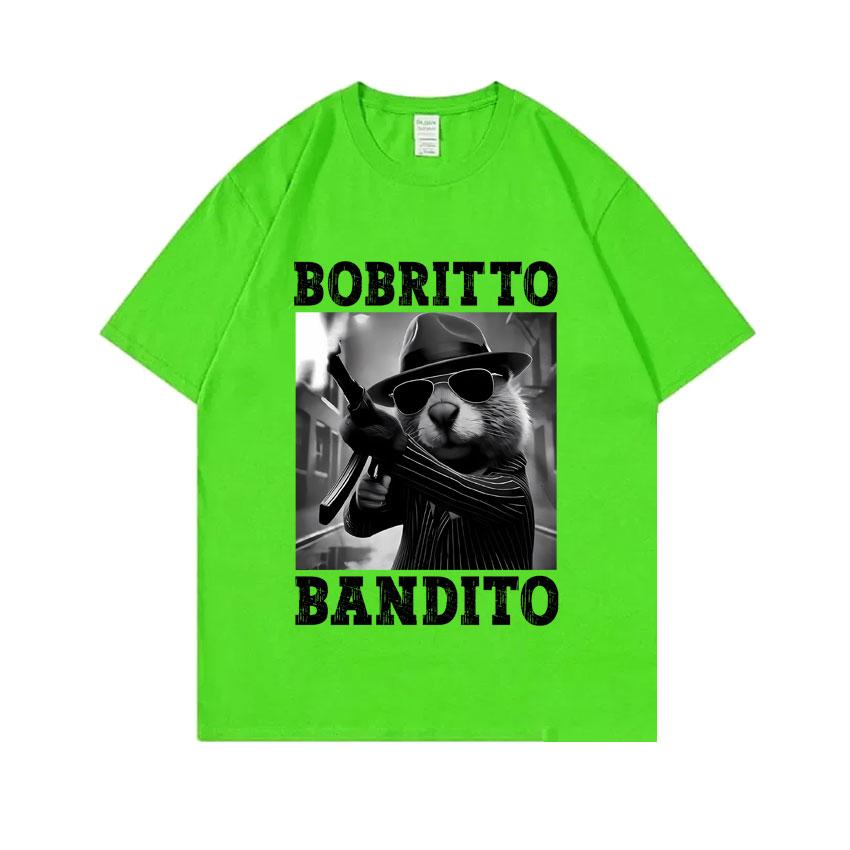 

Футболка с мемом про смешного бобра Боритто Бандито, мужская одежда, летние футболки с коротким рукавом и круглым вырезом, повседневные юмористические топы, уютные хлопковые футболки 2XL