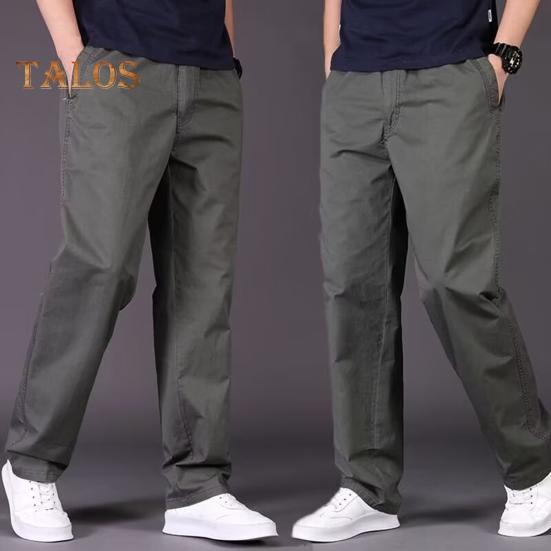 Herre Cargobukser Rette Brede Ben Ensfargede Lommer Knapp Glidelås Glatt Hurtigtørkende Outdoor Streetwear Langbukser
