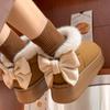 Bow Chunky Snow Boots for Women Plush Round Toe Woman Shoes Winter Kawaii Ankle 2025 Novelty Furry Trend Fashion Padded Footwear