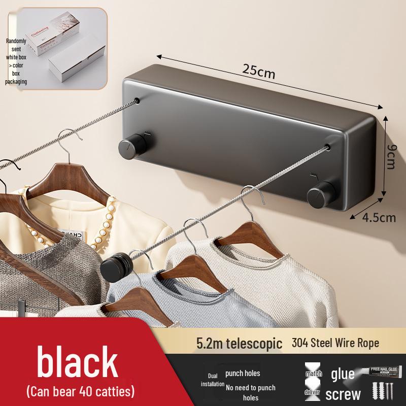Retractable Wall-Mounted Invisible Clothes Drying Line for Indoor/Outdoor Use