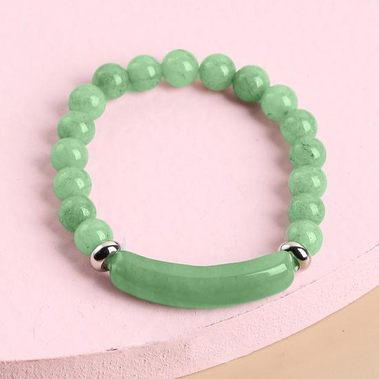 Women Bracelet 8mm Round Beads Natural Stones Elegant Pink Faux Crystal Bridge Ladies Bracelet Fashion Jewelry