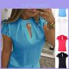 Elegant Women Casual Chiffon Short Sleeve Splice Lace Crop Formal Tops Blouse T Shirt For Comfortable Summer Wear