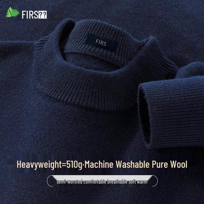 Shanshan Men's Thickened 100% Wool Crew Neck Pullover Sweater