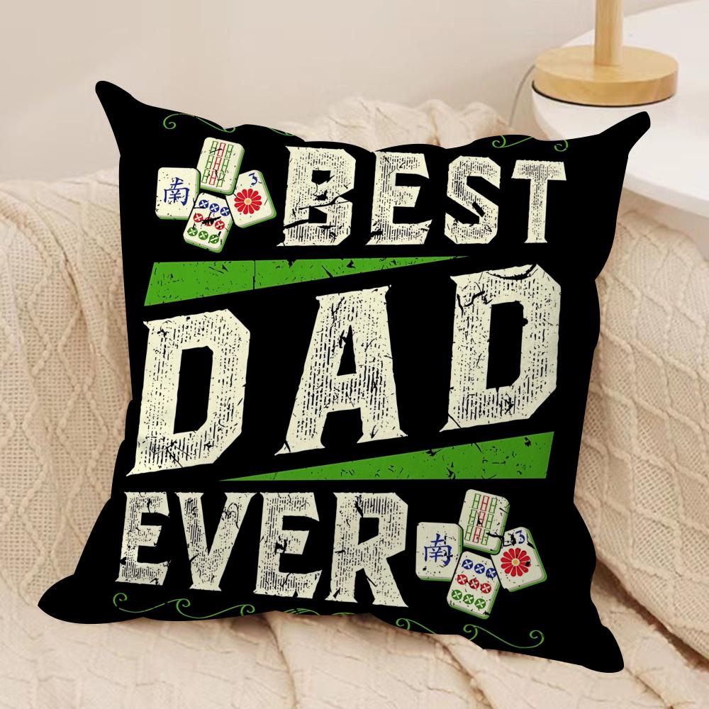 Best Dad Ever Gift Cushion Cover Short Plush Double-Sided Print Square Throw Pillow Covers Sofa Home Cushion Decor