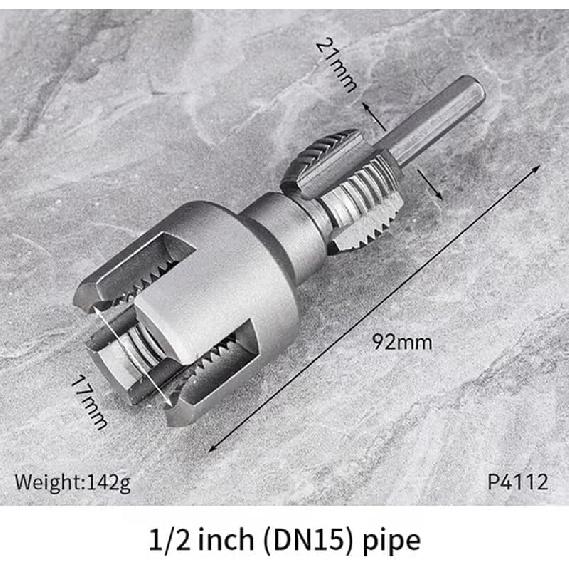 Integrated Internal & External Pipe Threading Tool, Electric Drill Compatible Pvc Pipe Thread Cutting Tool For Water Pipes, 1/2" (Dn15) 3/4" (Dn20)