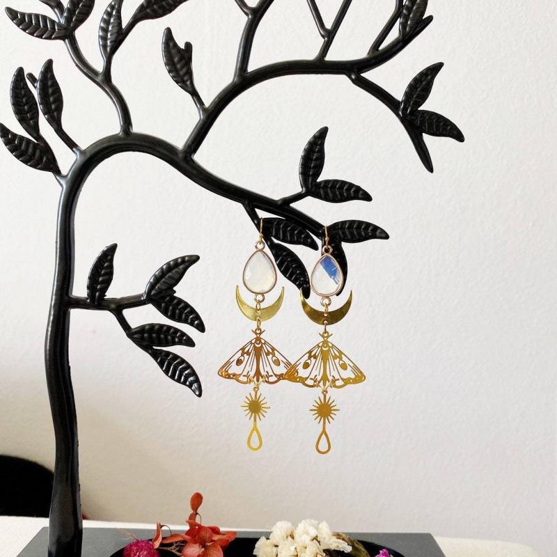 Bohemian Handmade Gold Butterfly Earrings - Long Dangle Style