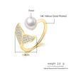 ZHOUYANG Mermaid Imitation Pearl Rings For Women Korean Fashion Zircon Gold Color Teen Girls Gift Jewelry Wholesale R203