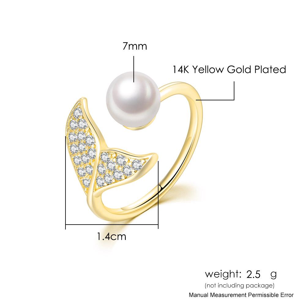 ZHOUYANG Mermaid Imitation Pearl Rings For Women Korean Fashion Zircon Gold Color Teen Girls Gift Jewelry Wholesale R203