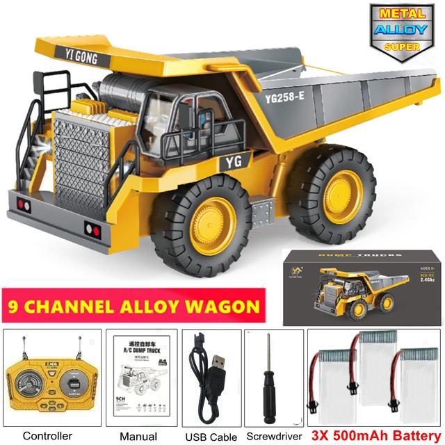 Remote Control Excavator Dump Truck Crawler Bulldozer Rc Model Car Toy Alloy Simulation Construction Vehicle Gifts For Kids